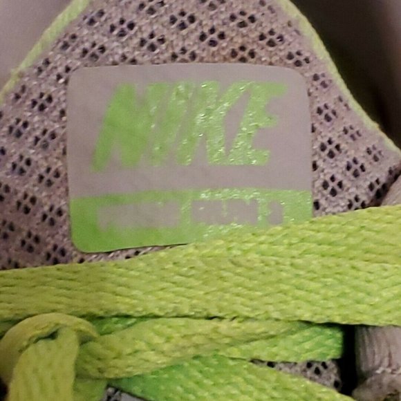 Nike Women's Free Run 3 Size 8 Grey/Volt (510643-031) Neon Green Diamond Running - Picture 8 of 9